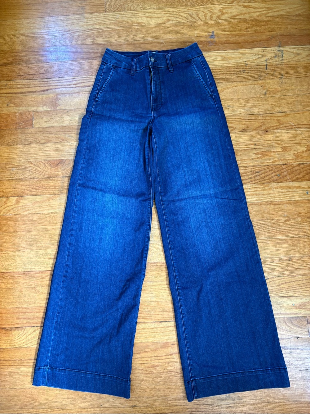 Altar'd State Wide-Leg High-Rise Jeans in Dark Blue